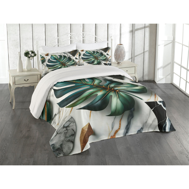 Polyester Floral Coverlet, Queen Coverlet + 2 Standard Shams