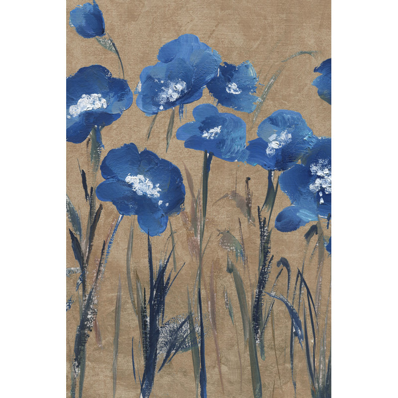 Fleurs bleues VI - reproduction sur toile, H 12 po x l 8 po x P 1,5 po
