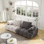 Canapé 86,6 po à deux places de grande taille, revêtu de tissu d'ameublement moderne, beige et tissu en suède gris