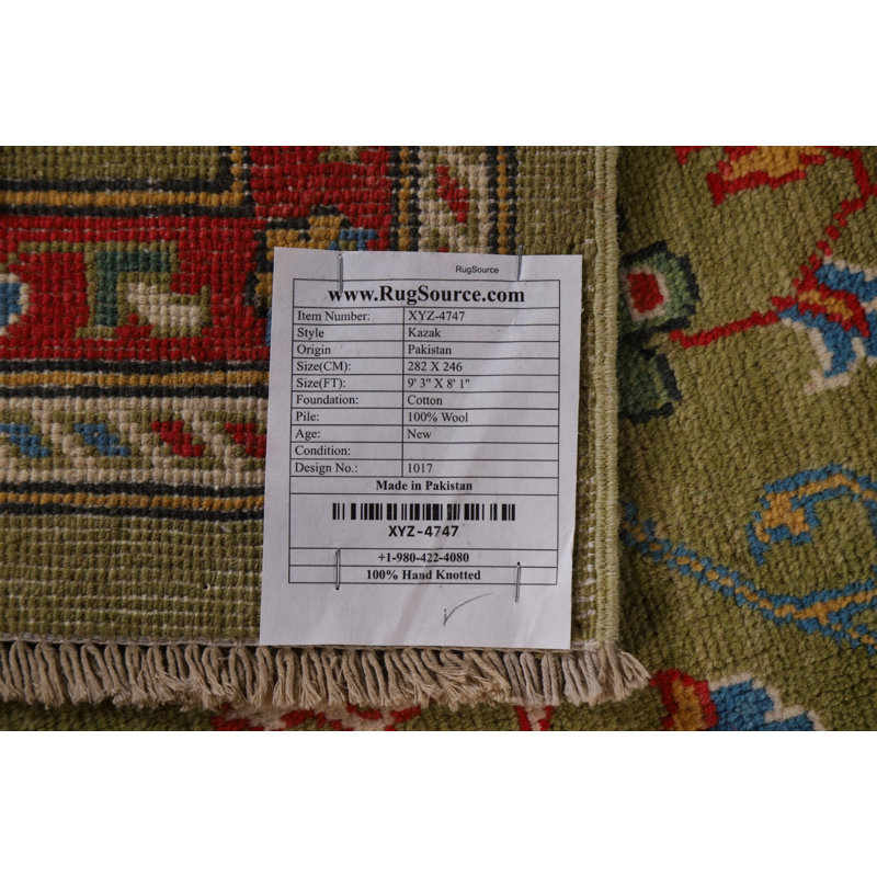 Tapis oriental à motif de légumes Kazak fabriqué à la main 8 x 9