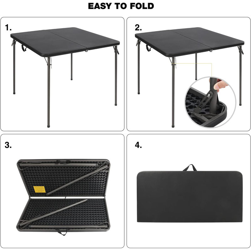 Table de pique-nique portative pliante en plastique de 34 po Redcamp, Noir