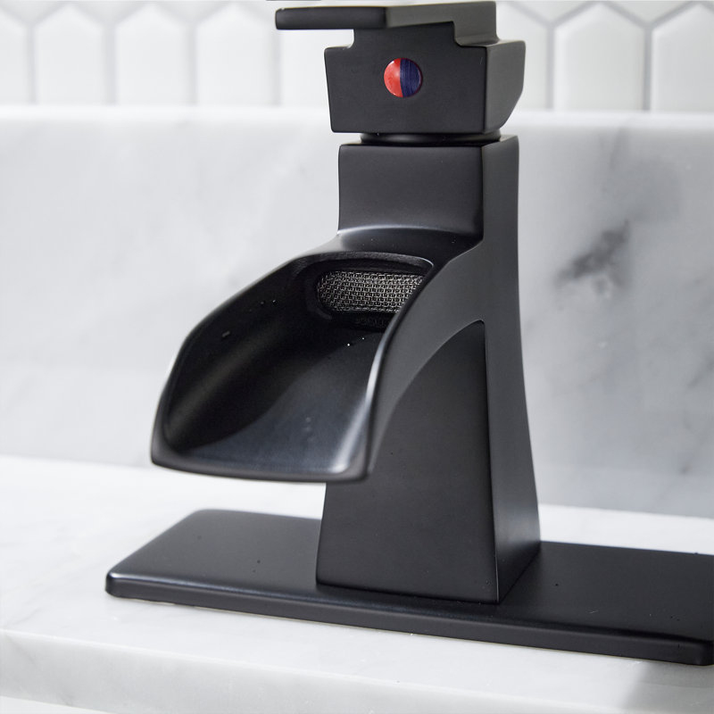 Single-hole Single-handle Bathroom Faucet With Drain Assembly, Matte Black