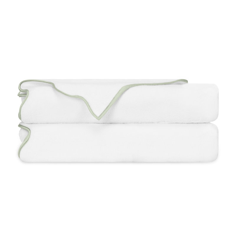 Antalya Turkish Cotton Bath Towel, White/Eucalipto, 2 Pack - Bath Tower