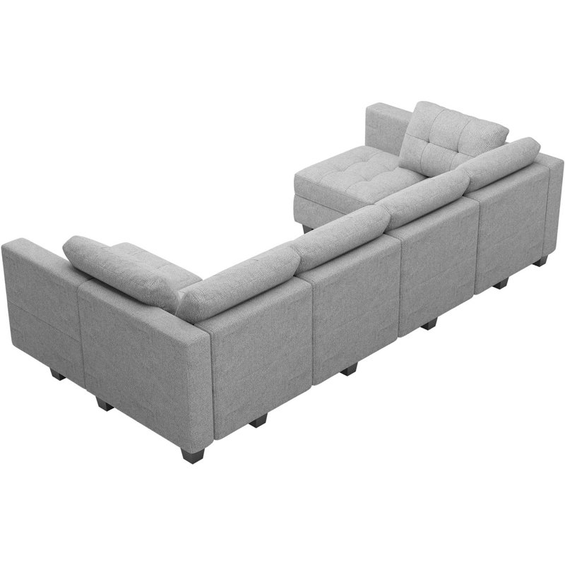 Canapé modulaire réversible en U Ashbury Ivery, Polyester gris clair