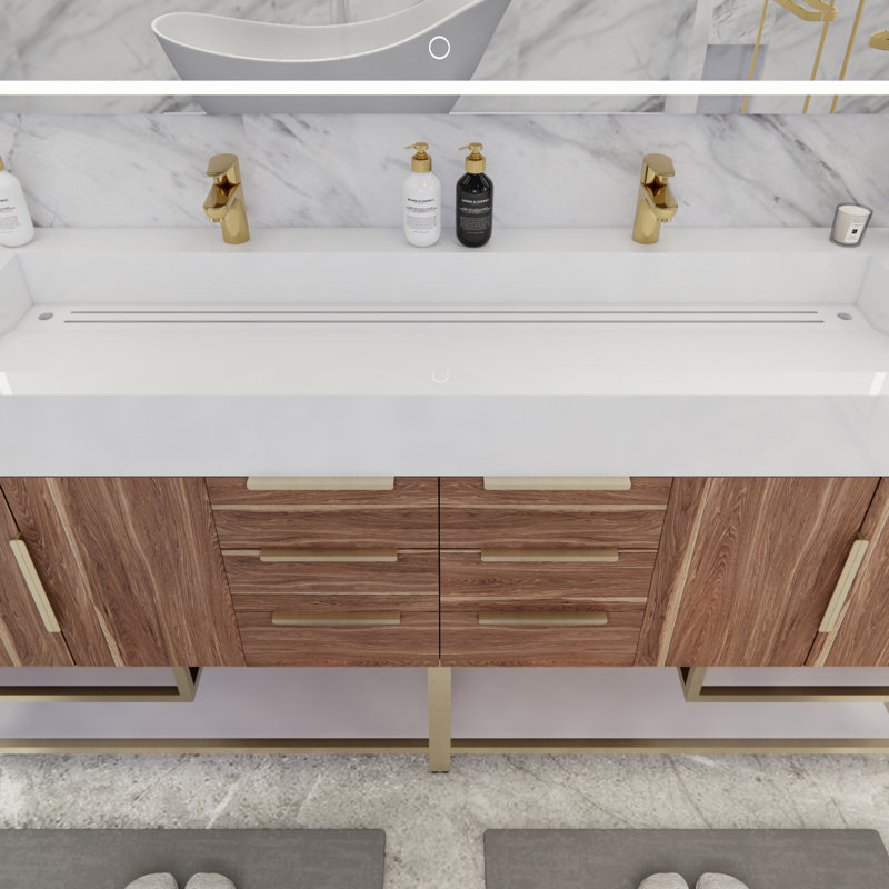 Ensemble de meuble-lavabo double 71 po Ridley, Gris, Blanc