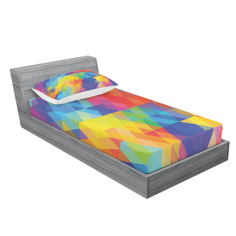Microfiber Geometric Sheet Set, Twin XL Sheet Set with Fitted Sheet