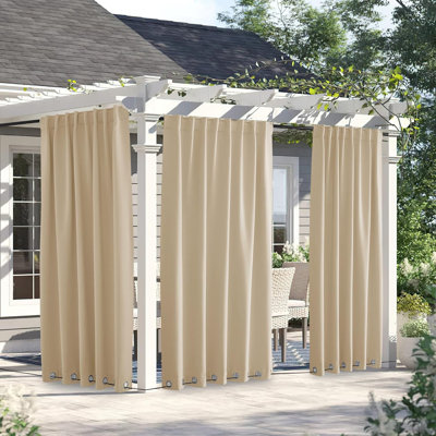 Rideaux d'extérieur pour terrasse 2 panneaux coupe-vent avec œillets et pattes arrière isolantes, rideaux isolants thermiques pour plus d'intimité