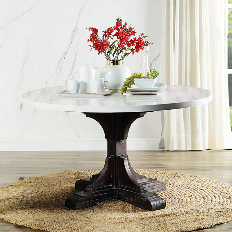 Table de salle à manger ronde avec base en bois