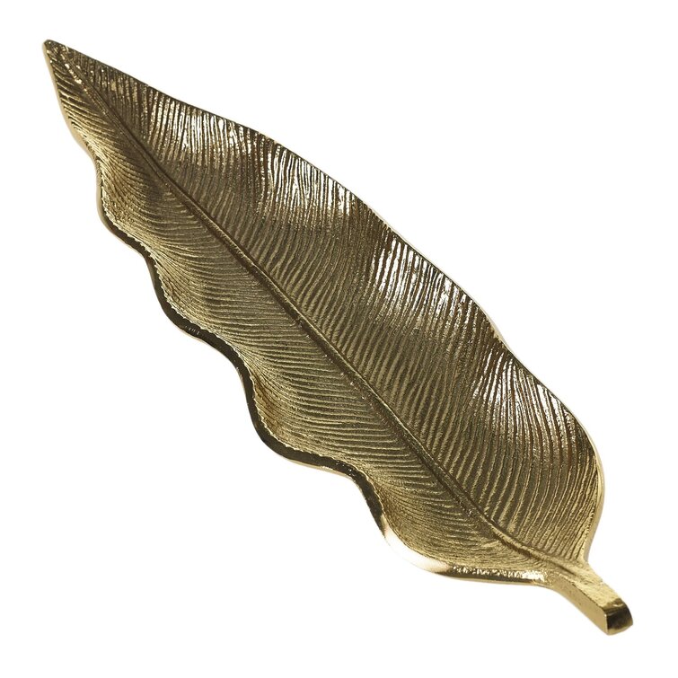 Gold Metal Feather Trinket Dish