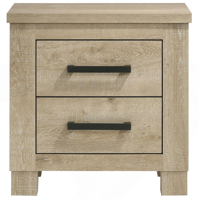 Weathered Oak 2-drawer Nightstand Bedside Table
