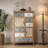 Vintage Tall Wooden Accent Cabinet with Six Drawers and Two Doors, Rustic Multicolor Carved Storage Chest for Living Room, Bedroom, and Bathroom, Farmhouse Style Decor Storage Solution for Organized Home Spaces