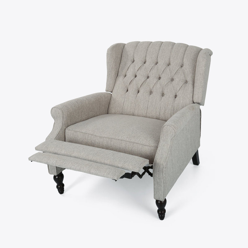Mattice Upholstered Recliner, Light Gray