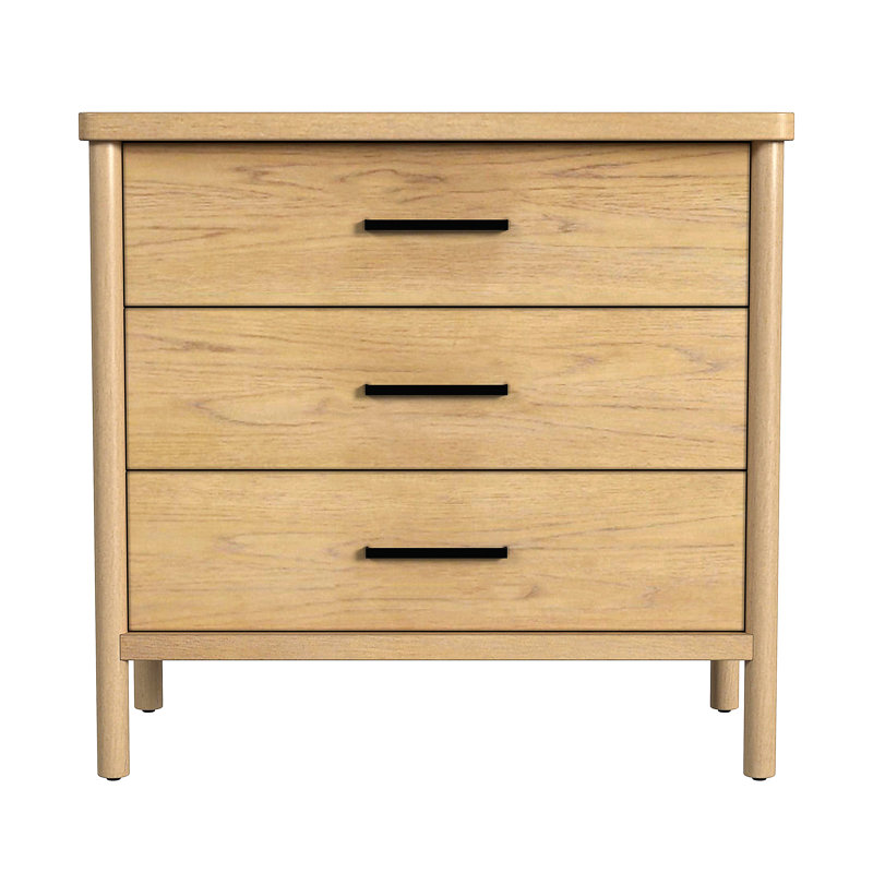 Commode 3 tiroirs l 34 po Hall, Marron clair