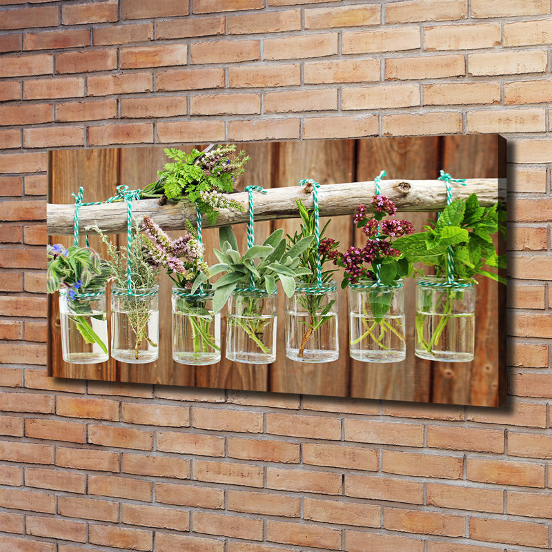 Herbs In Jars - No Frame Print on Canvas