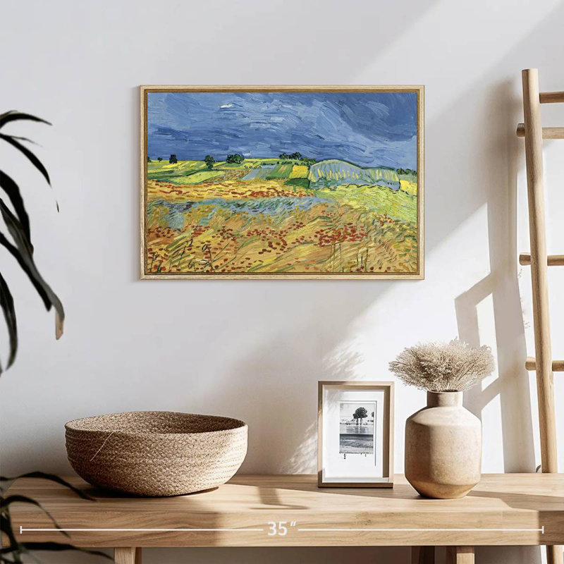Les champs, 19 po x 13 po, Cadre flottant en bois naturel