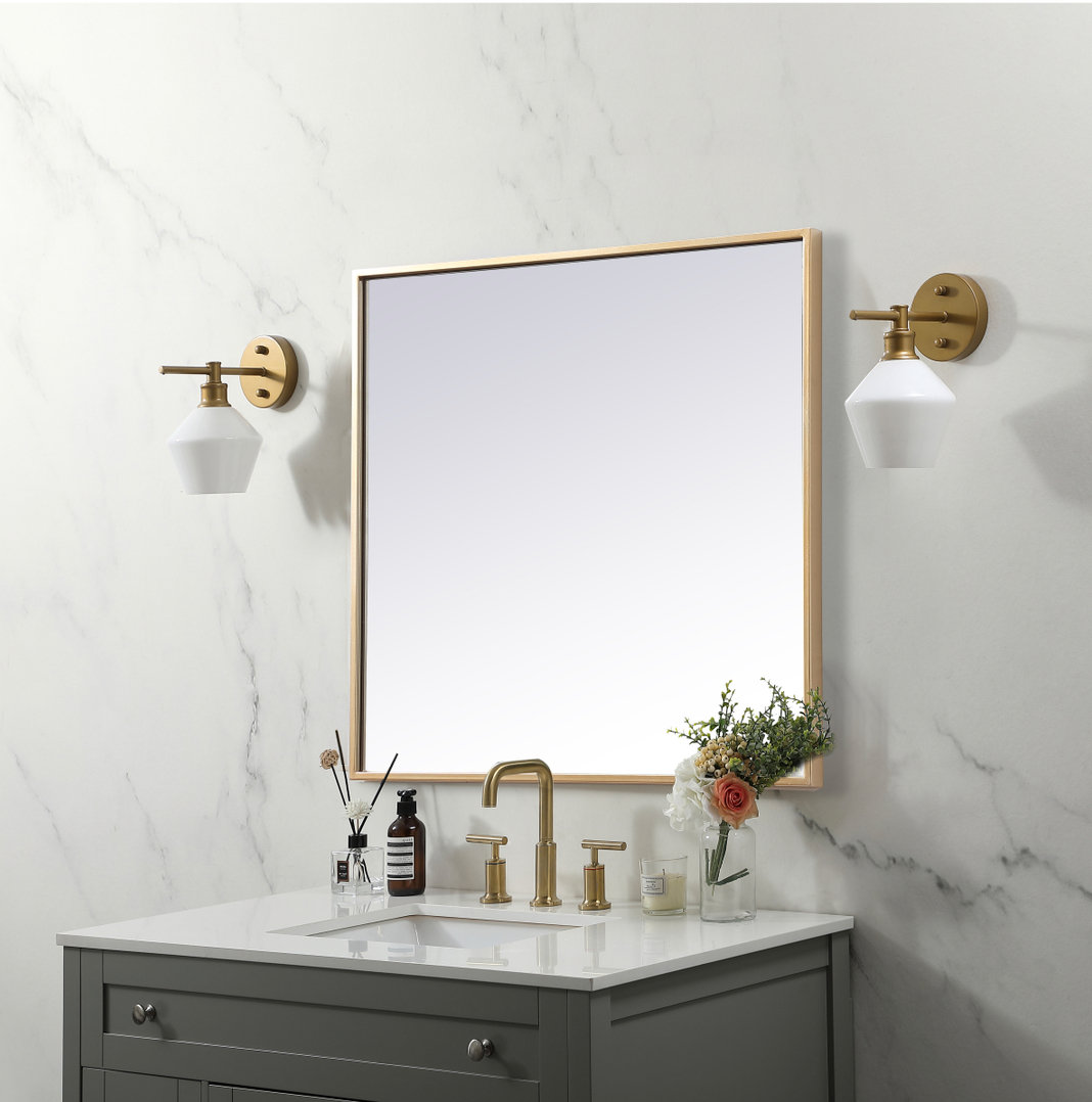 Valparaiso Metal Square Wall Mirror, Brass, 24"  x 24" 