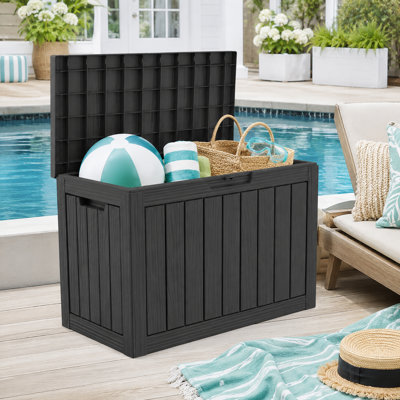 Boîte de rangement pour l'extérieur en résine durable de 50 gallons, idéale pour les meubles de jardin