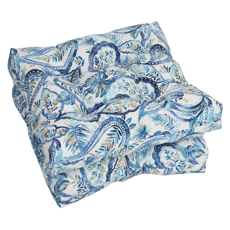 Coussins de chaise de salle à manger 19 pouces carrés (ensemble de 2), Blanc / cachemire lapis Faylinn