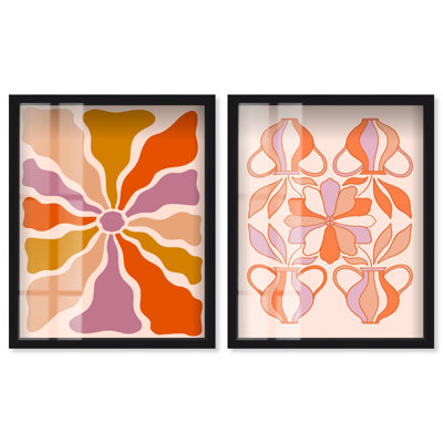 Parisian Pink Haven Shadowbox Print Wall Art Set of 2 by Art Remedy, Black Frame, 25 x 31