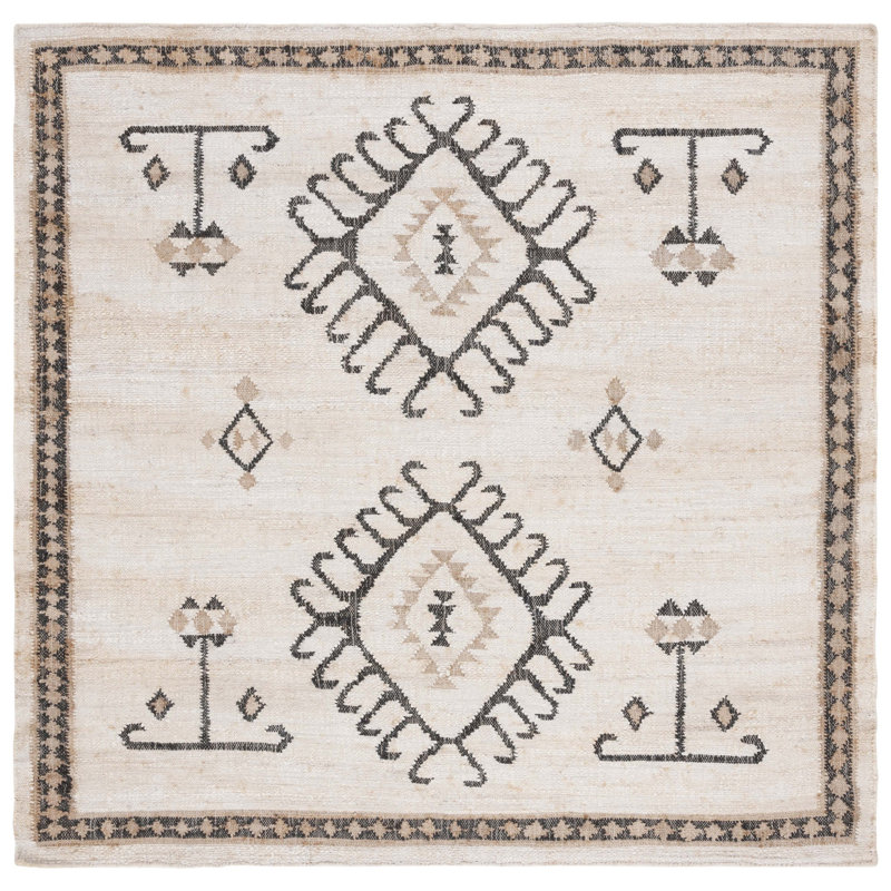 Kalinka Flat Weave Jute Southwestern Rug, Square 7'