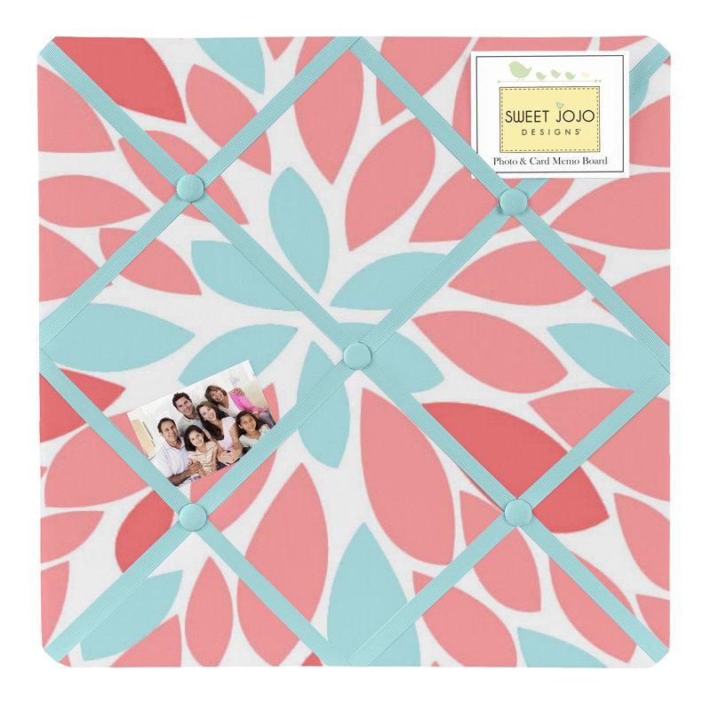 Emma Collection Multicolor Fabric Memo Board with Button Detail