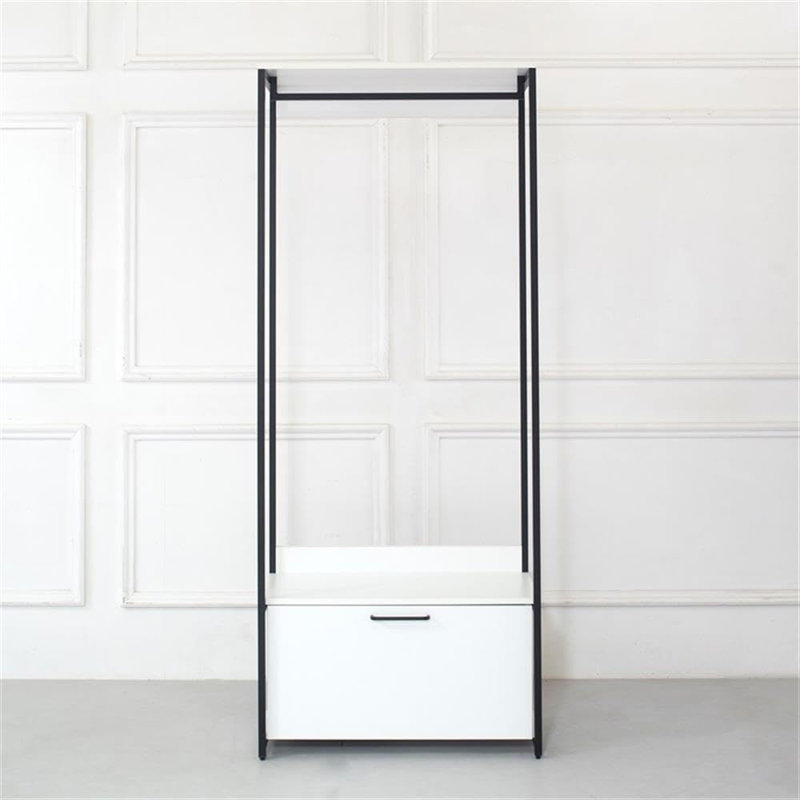  Modern Wood and Metal Walk in Closet System with Towers and One Soft Close Drawer