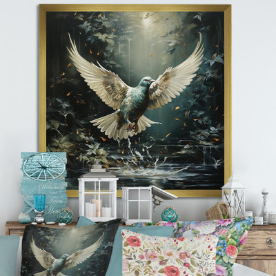 Green And White Dove Take Off Harmony - Dove Wall Art