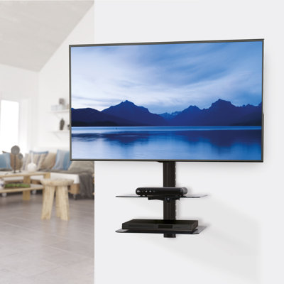 Bowfield Black Bracket Mount for 60 Plasma/LCD/LED with Shelving, Holds up to 45 kg.
