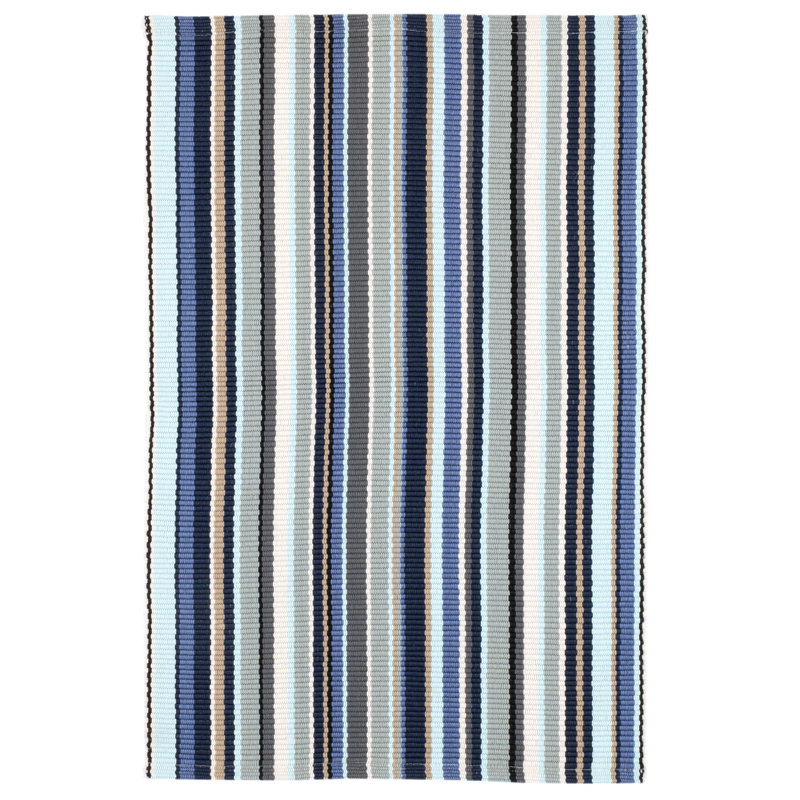 Westbrook Stripe Blue Handwoven Indoor/Outdoor Rug, Rectangle 9'6" x 13'6"