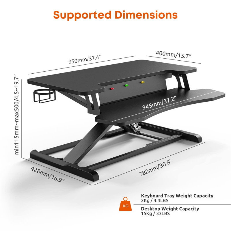 95Cm W Height Adjustable Rectangle Standing Desk Converter