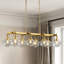 Lustre linéaire à 8 lumières avec abat-jour en verre, chaîne lumineuse suspendue à finition cuivre pour la salle à manger, le salon et le vestibule, ampoules DEL E26 incluses