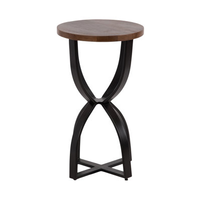 Ulott Wood and Metal Round Side Table