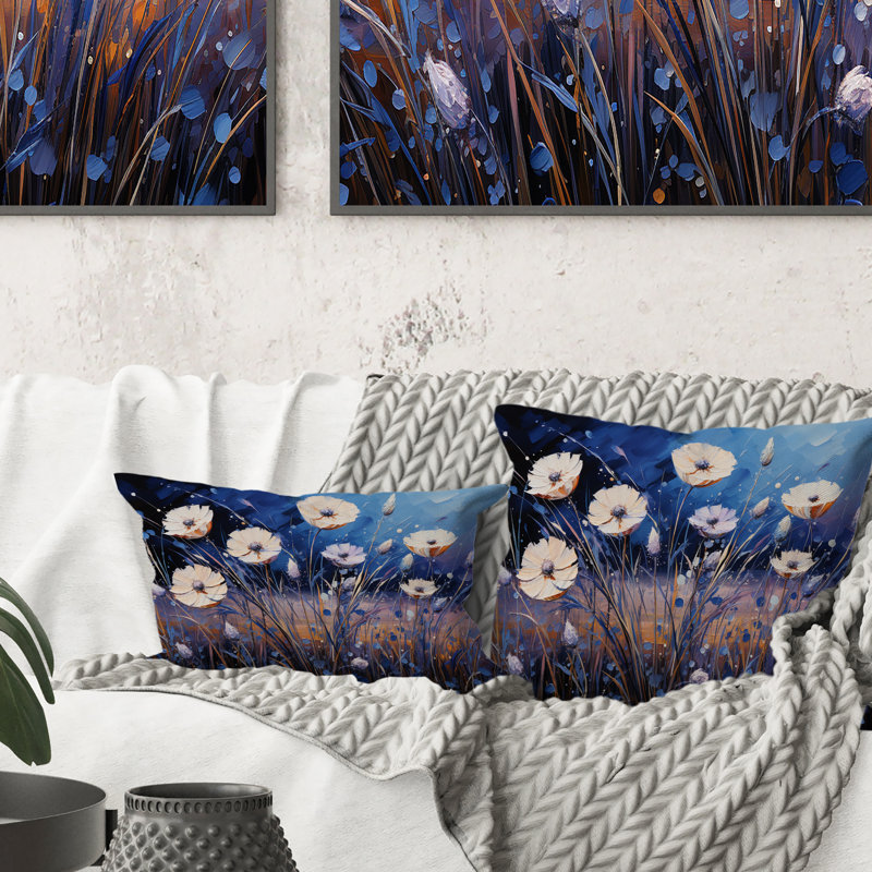 Blue Cornflowers Cascading II - Cornflowers Printed Throw Pillow