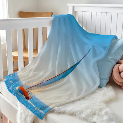 Jeté polaire bleu en flanelle ultra doux bleu