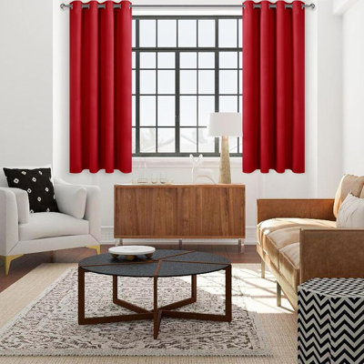 2 Thick Panels Room Darkening Blackout Curtains, Thermal Insulated Block Out Light Grommet Drapes