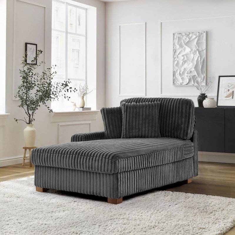 Upholstered Chaise Lounge, Grey