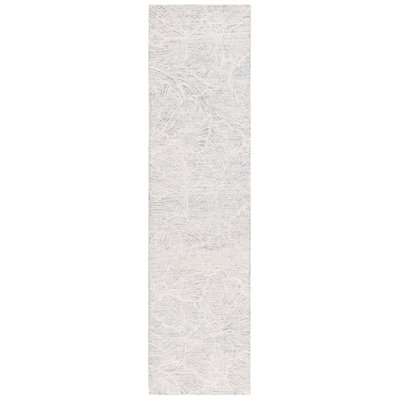 Kanaiyah Hand Tufted Wool Cotton with Latex Floral Rug in Gray/Ivory