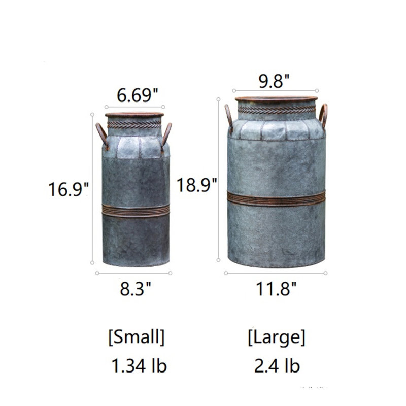 Momar Handmade Metal Pot Planter, 16.9" H x 8.3" W x 6.6" D