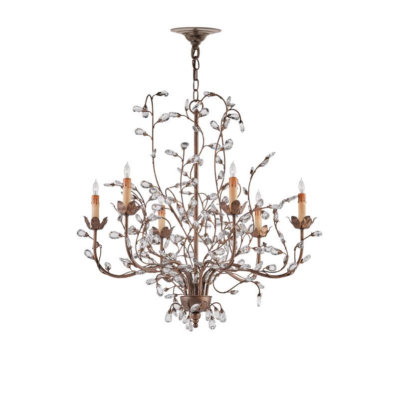 Crystal Bud 6 - Light Dimmable Classic / Traditional Chandelier, Cupertino