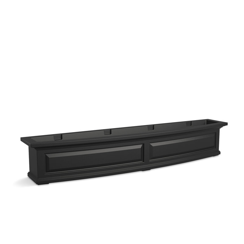 Mayne Nantucket 5ft Self-Watering Window Box with Steel Wall Mount Brackets, Black, 10" H x 60" W x 11.5" D