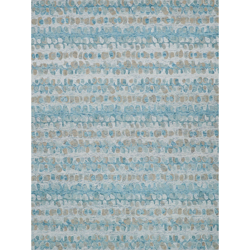 Rectangle Colorplay Hand Tutted Wool Area Rug in Navy, Rectangle 5' x 8'