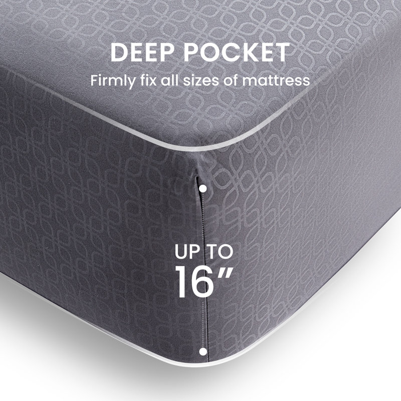 Gray Queen Microfiber Four-Leaf Clover Embossed Sheet Set