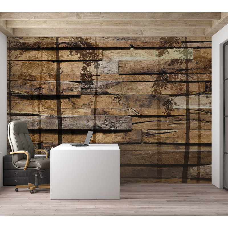 Murale pelez et collez - Ombre d'arbres, L 115 po x L 82 po