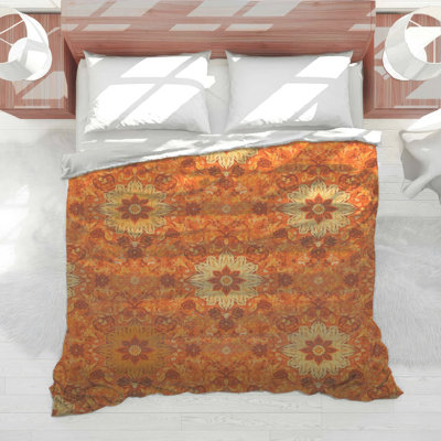Orange Floral Mandala Comforter