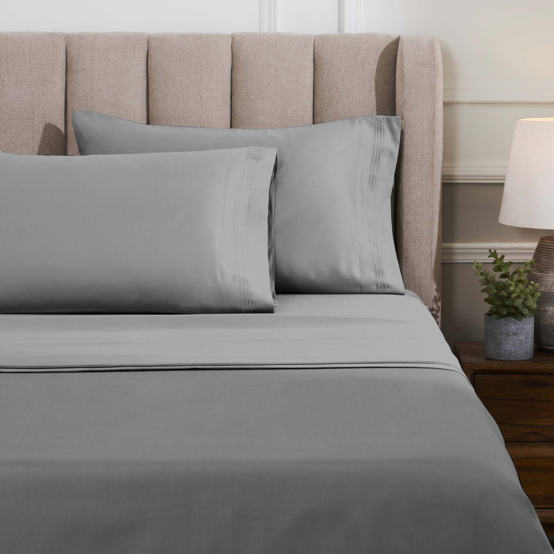Certified Egyptian Cotton Deep Pocket Solid Luxury 1500 Thread Count Sheet Set, California King Sheet Set, Gray
