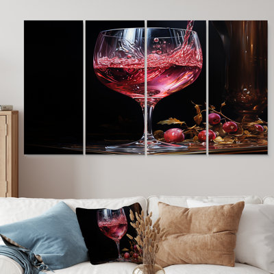 Rubis radieux avec lueur réfléchissante - vin, art mural 4 pièces