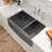 36" L x 21" W Apron Front/Farmhouse Kitchen Sink Gunmetal Black 60/40 Double Bowl 16 Guage Stainless Steel Sink-122610281-57533213
