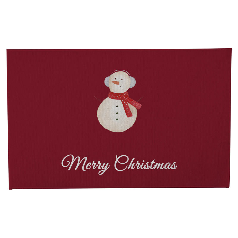 Paillasson Merry Christmas, Rouge canneberge, L 21 po x L 34 po