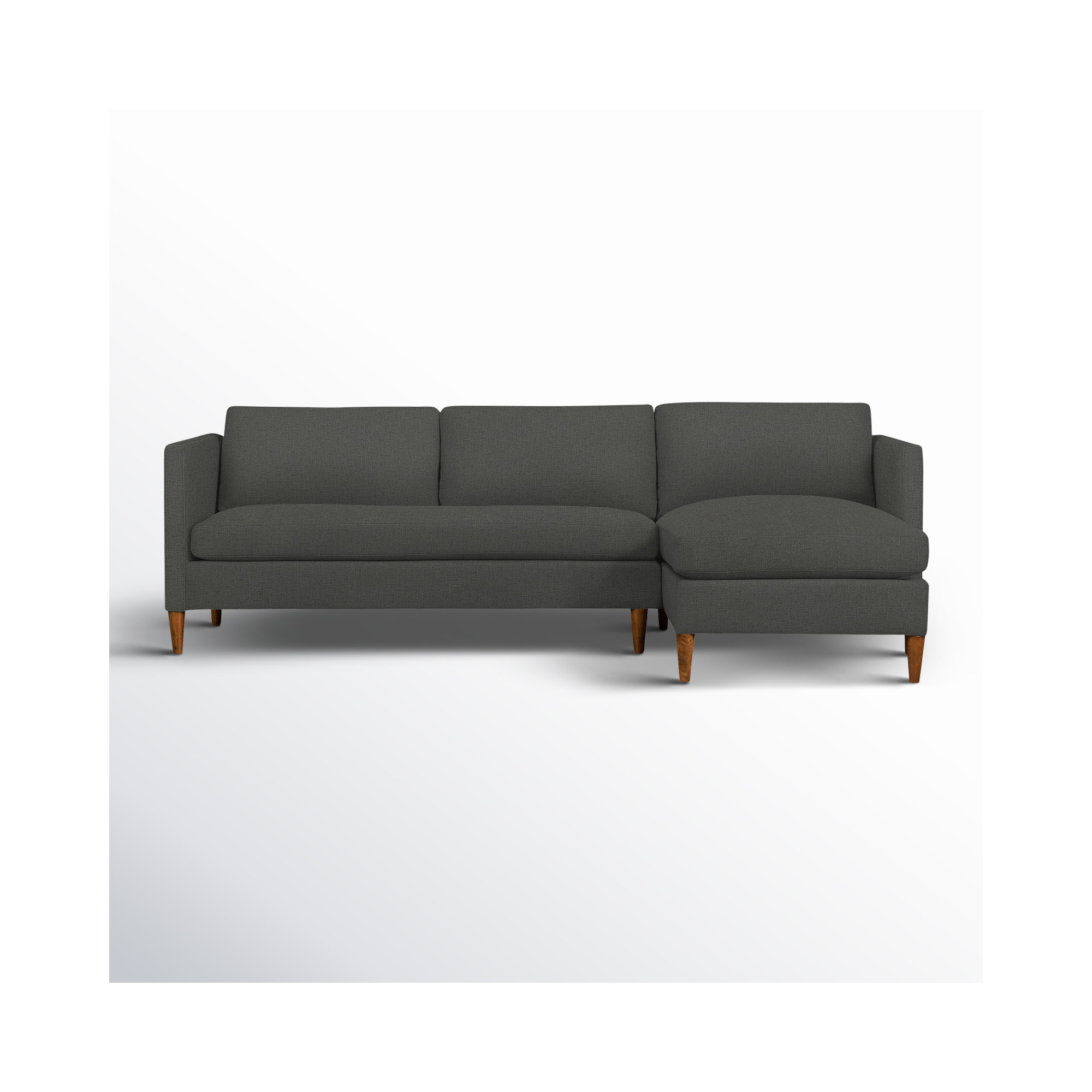 Clifford 2 - Piece Upholstered Custom Sectional, Zuma Charcoal Textured Linen, Right Hand Facing