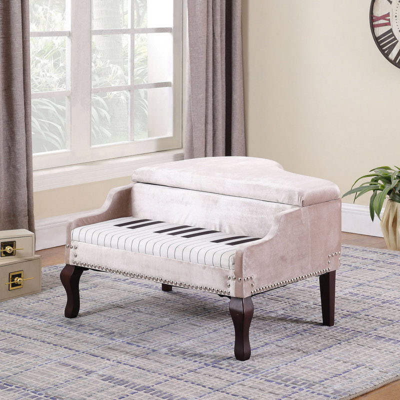 21 pouces beige avec pieds en cerisier et compartiment de rangement